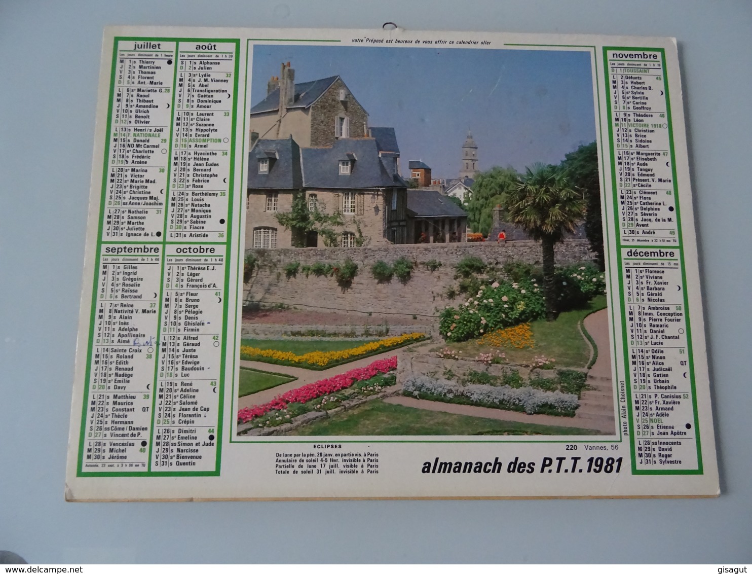 Almanach Ptt De 1981 Recto Obernai  Verso Vannes - Big : 1981-90