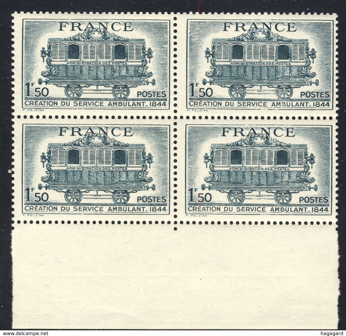 +A1889. France 1944. Service Postal Ambulant. Bloc Of 4. Yvert 609. MNH(**). - Neufs