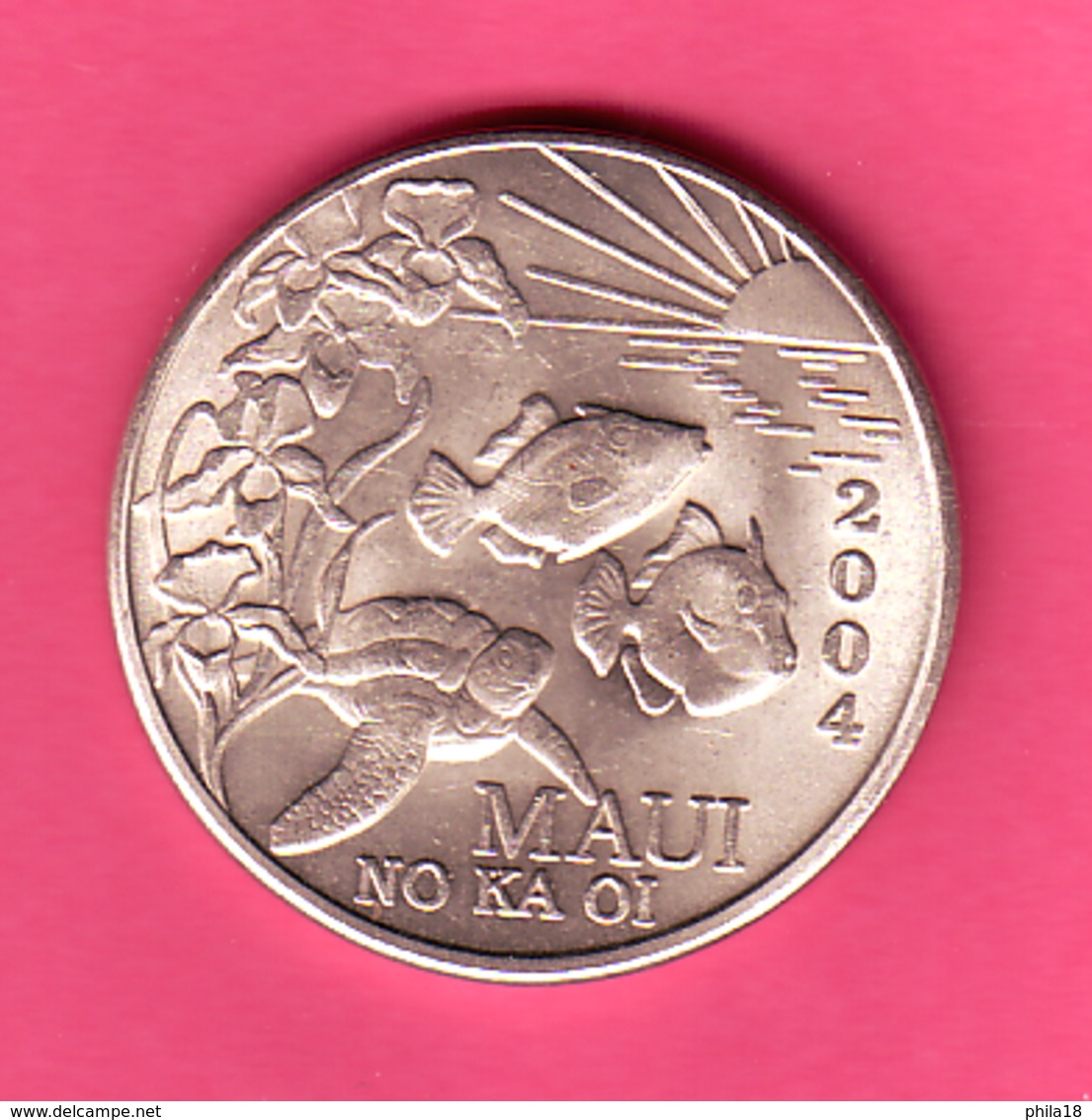 HAWAI ETATS UNIS  NO KA OI 2004 ONE MAUI TRADE DOLLAR THE VALLEY ISLE  TORTUES ORCHIDEES - Autres & Non Classés