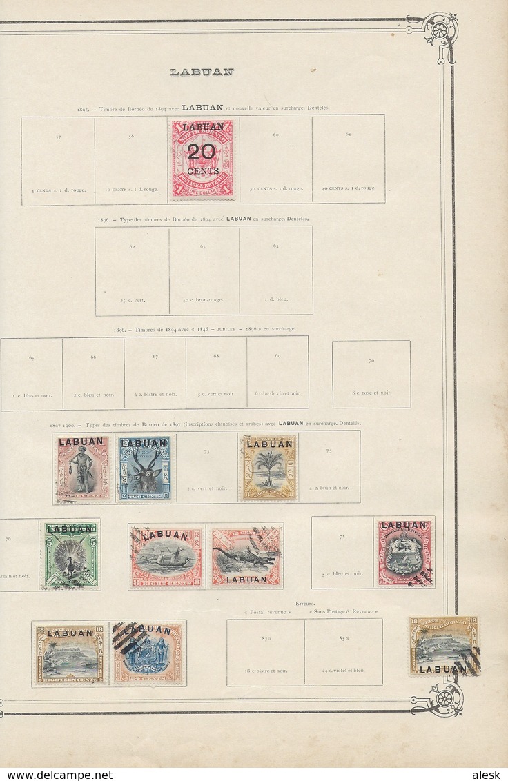 LABUAN -  - Petite Collection Sur Feuilles 1886 à 1899 - Avec Chanières - Voir Scannes - Sabah