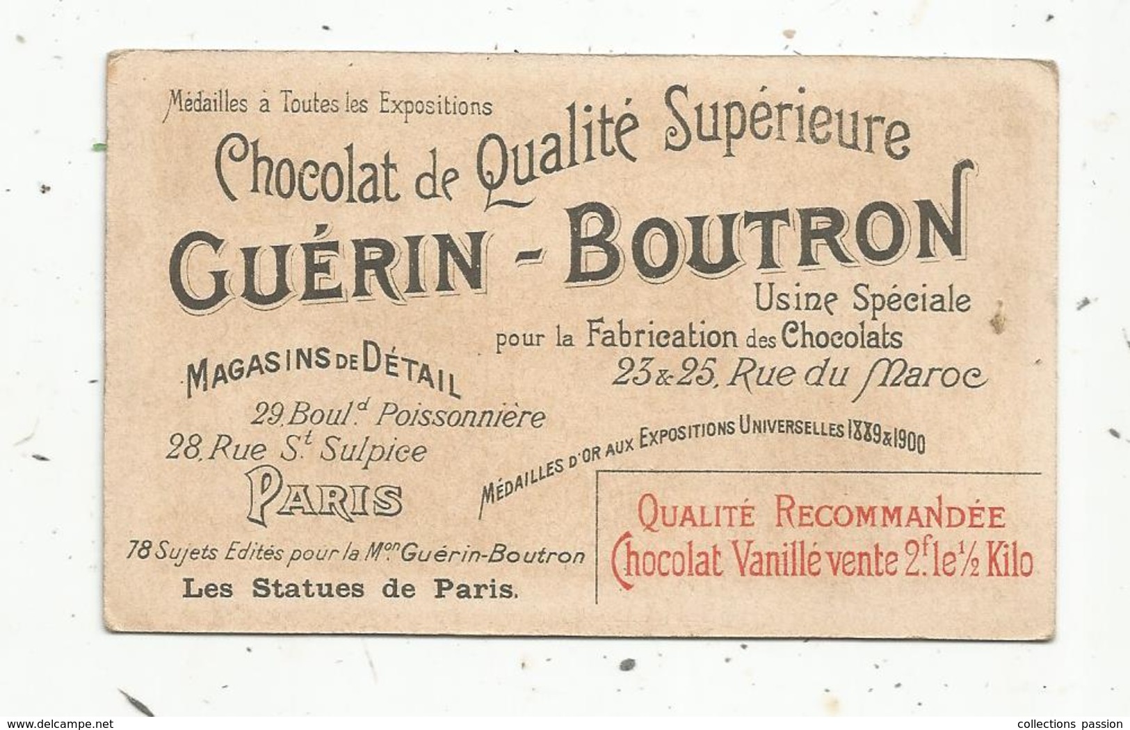 Chromo , Chocolat GUERIN-BOUTRON , Statue Xavier BICHAT,érigée Dans La Cour De L'école De Médecine - Guerin Boutron
