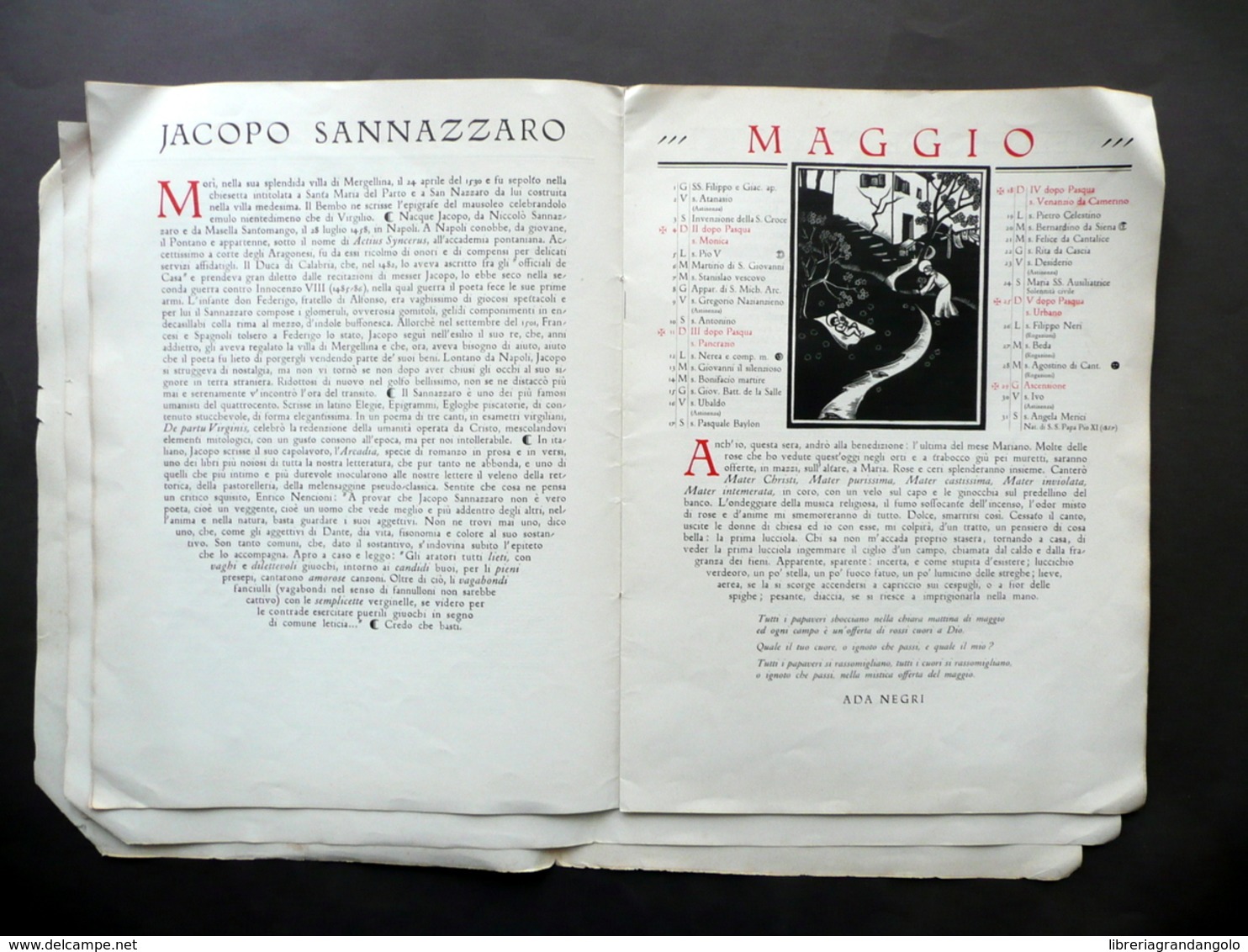 Calendario La Festa 1930 Xilografie Originali Aldo Patocchi Pellizzari - Altri & Non Classificati