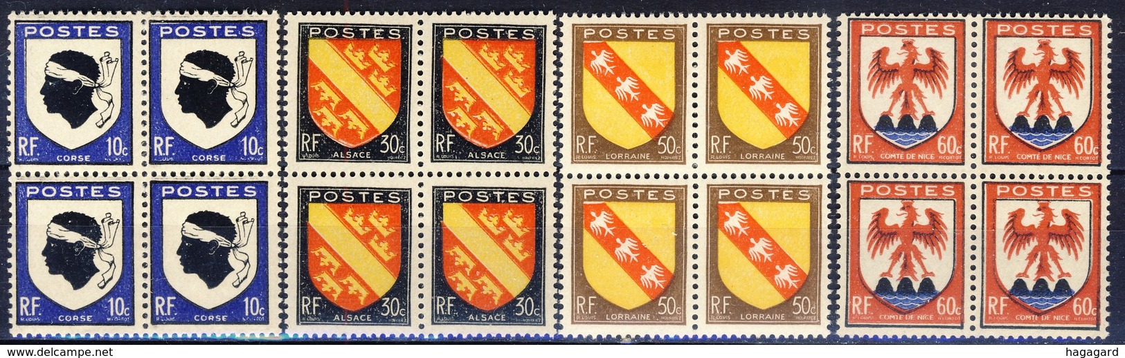 +B1558. France 1946. Armoires. Blocs Of 4 . Yvert 755-58. MNH(**). - Neufs