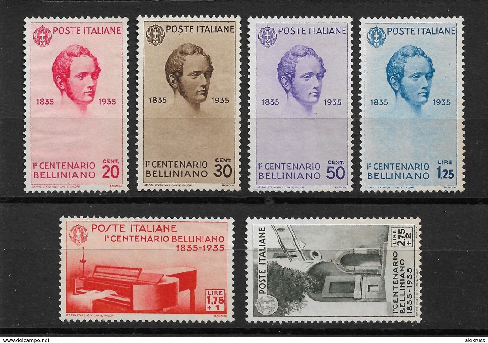 ITALY 1935,Vincenzo Bellini Composer Set,Scott # 349-354,VF MNG No Gum !! (RN-5) V$270+( For Hinged*) ! - Music