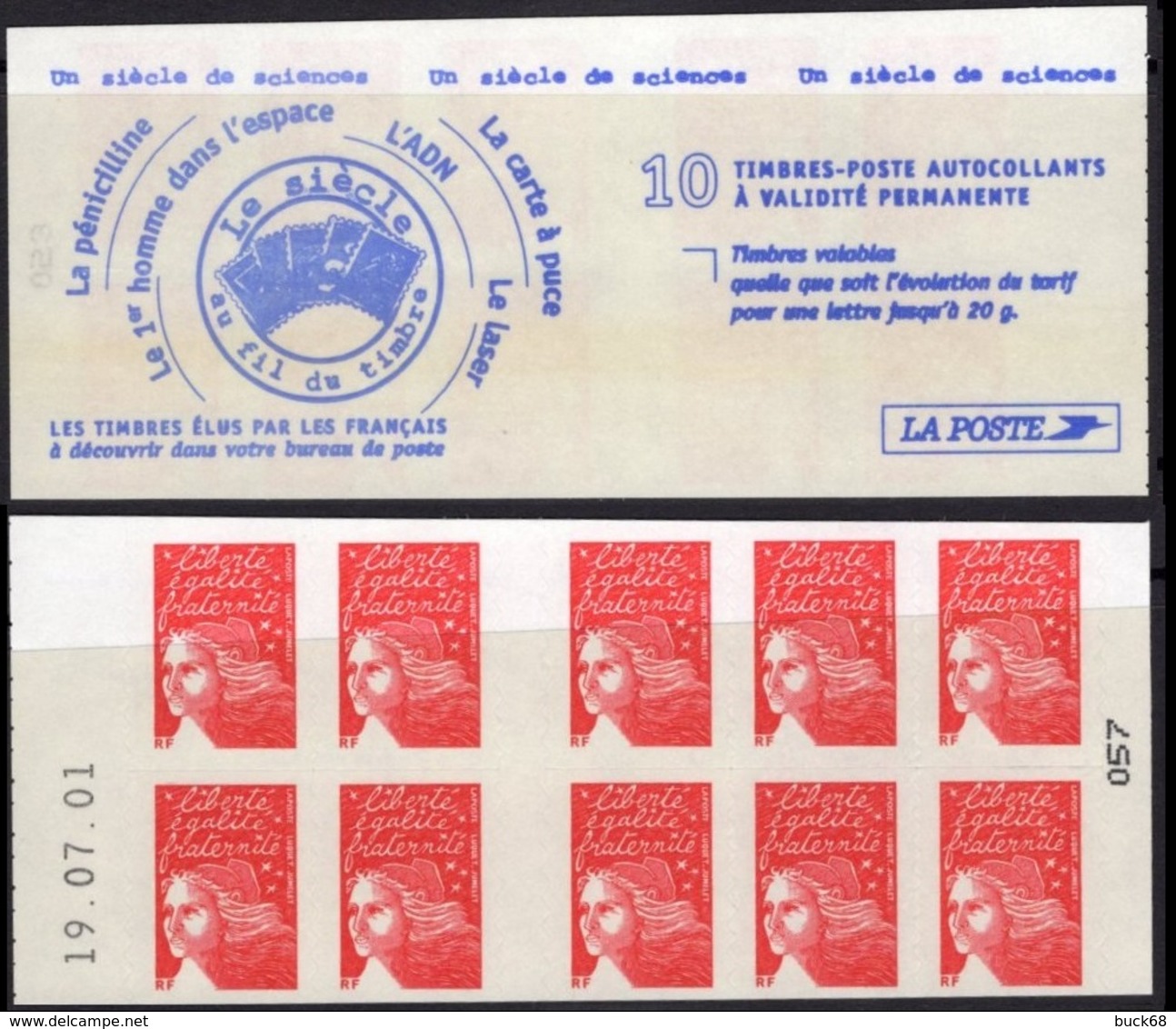 FRANCE Carnet 3419-C1 ** MNH Non Plié Marianne Type II Du 14 Juillet Vendu Sous La Faciale 10,50 € - Sonstige & Ohne Zuordnung