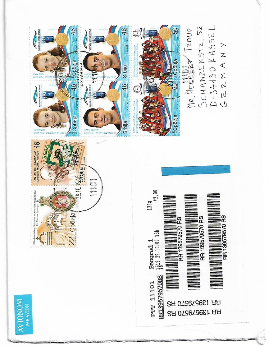 Serbia RR Lettr Sport Stamps  Religion Stamp Send To Germany 2010 - Serbie