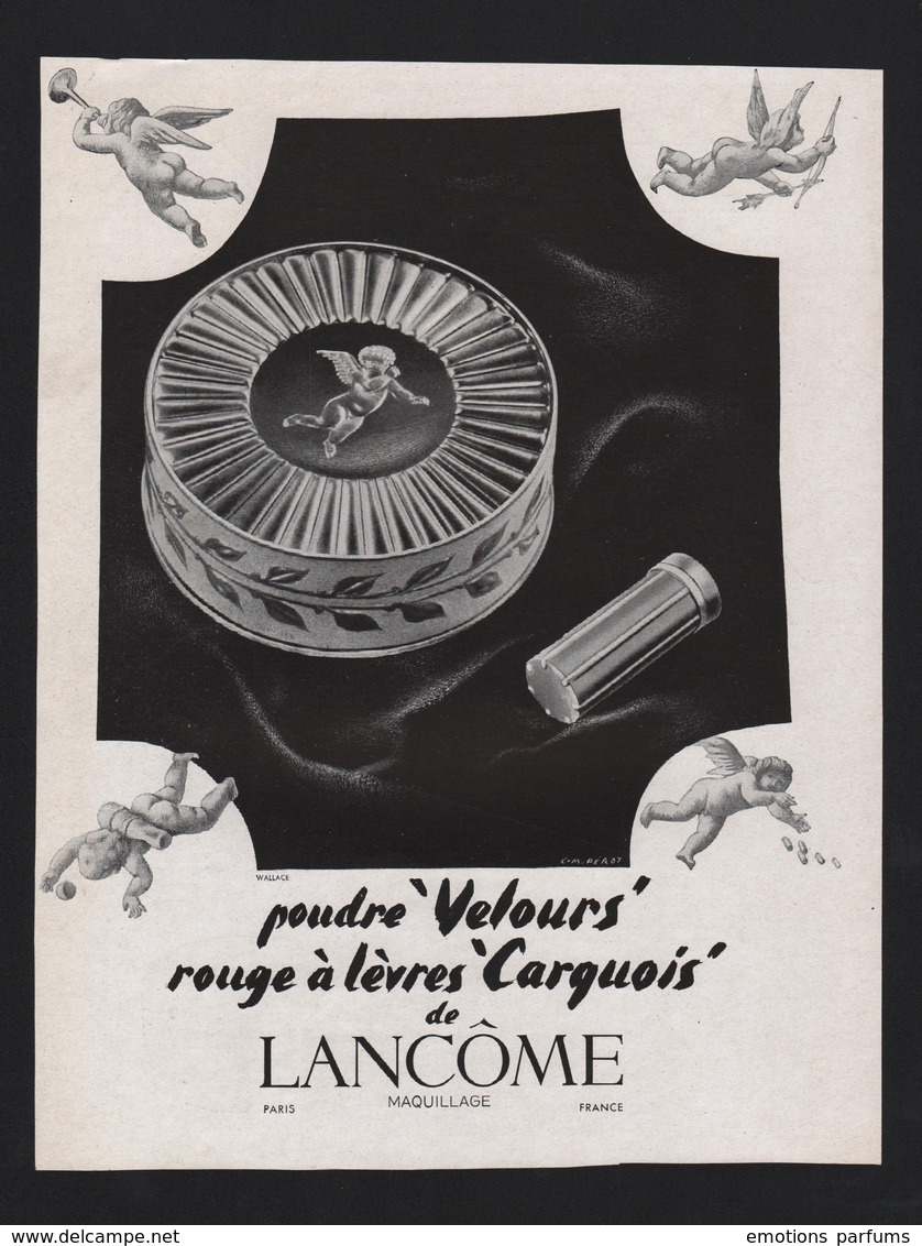 Pub Papier 1948 Poudre COTY Beaute Soin Dessin Visage  Femme Illustrteur René Jeandot Dos Poudre Lancome - Publicités