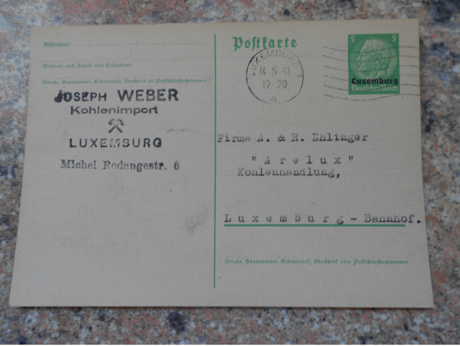 Besetzung II. WK, Luxemburg, P 1 Im Ortsverkehr Gelaufen (1906) - Occupazione 1938 – 45