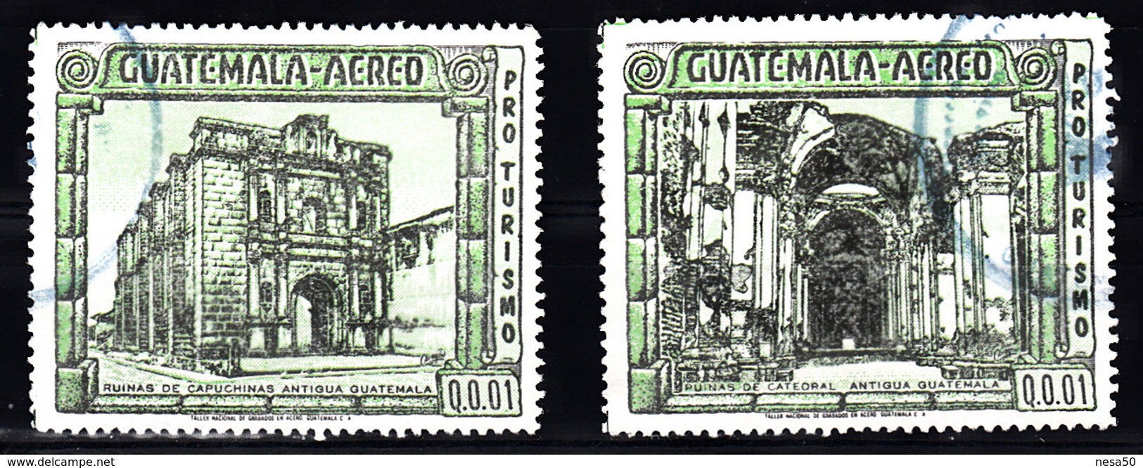 Guatemala 1972 Mi Nr 933 + 935,  Capucijnerklooster + Kathedraal - Guatemala