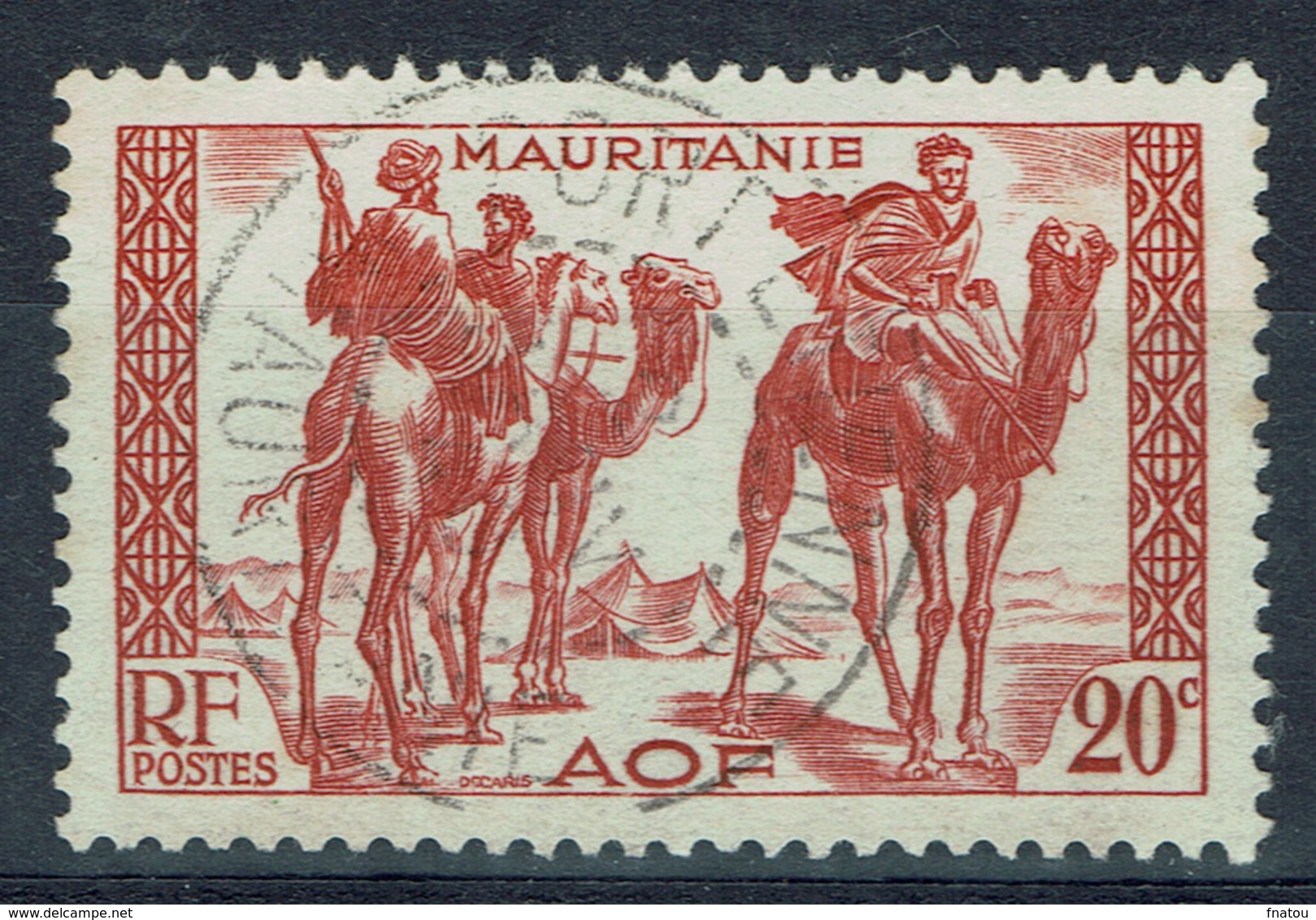 Mauritania, Camel Drivers, 20c., 1938, VFU  Superb Postmark From Port-Etienne - Used Stamps