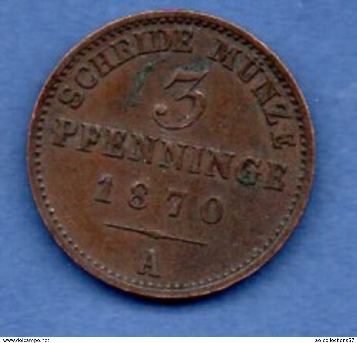 Prusse  -  3 Pfenninge 1870 A  -- Km # 482 -  état  TTB - Piccole Monete & Altre Suddivisioni
