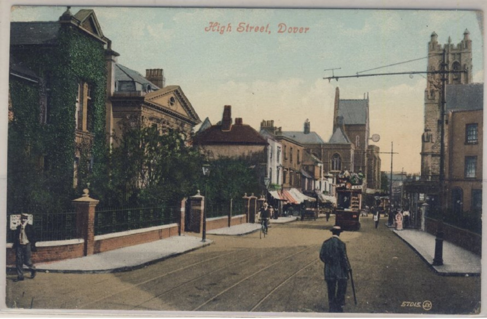 England - Dover, High Street - Farb-AK, Gelaufen 1908 An Einen Major Auf Dem - Autres & Non Classés