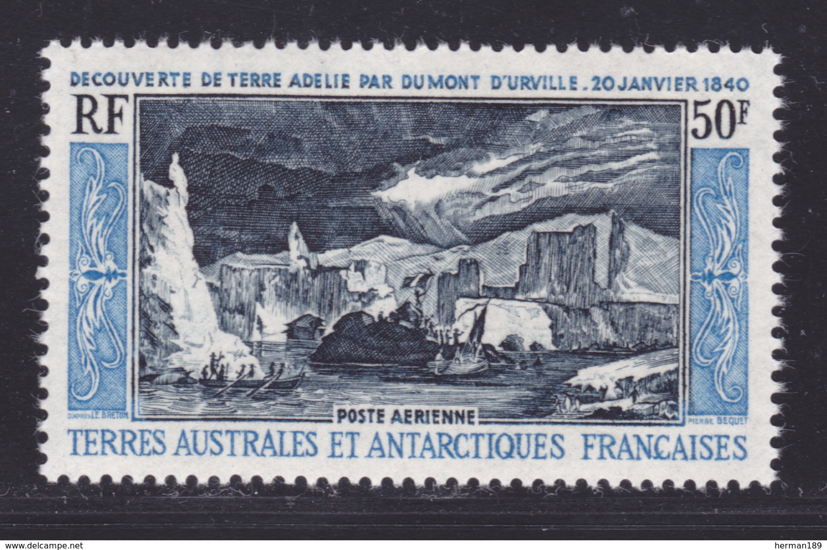 TAAF AERIENS N°    8 ** MNH Neuf Sans Charnière, TB  (D8331) Découverte De La Terre Adélie Par Dumont D'Hurville - 1965 - Poste Aérienne