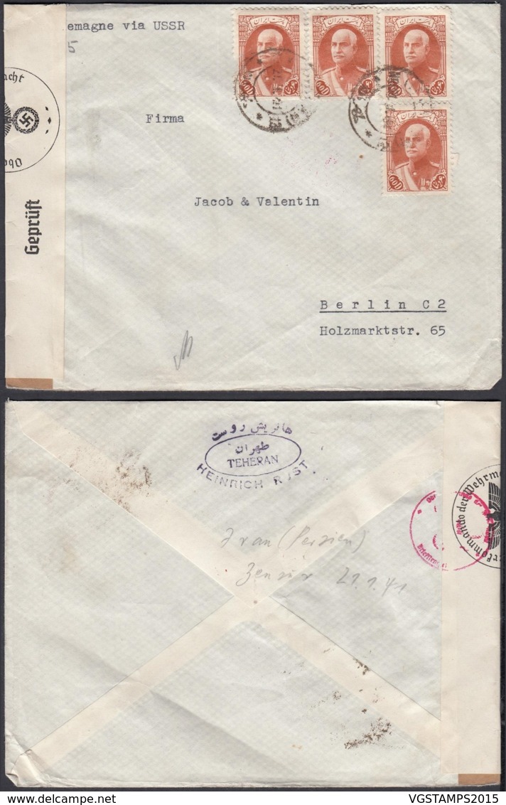 IRAN LETTRE 21/01/1941 DE TEHERAN VERS BERLIN CENSURE (6G23580) DC-1757 - Iran