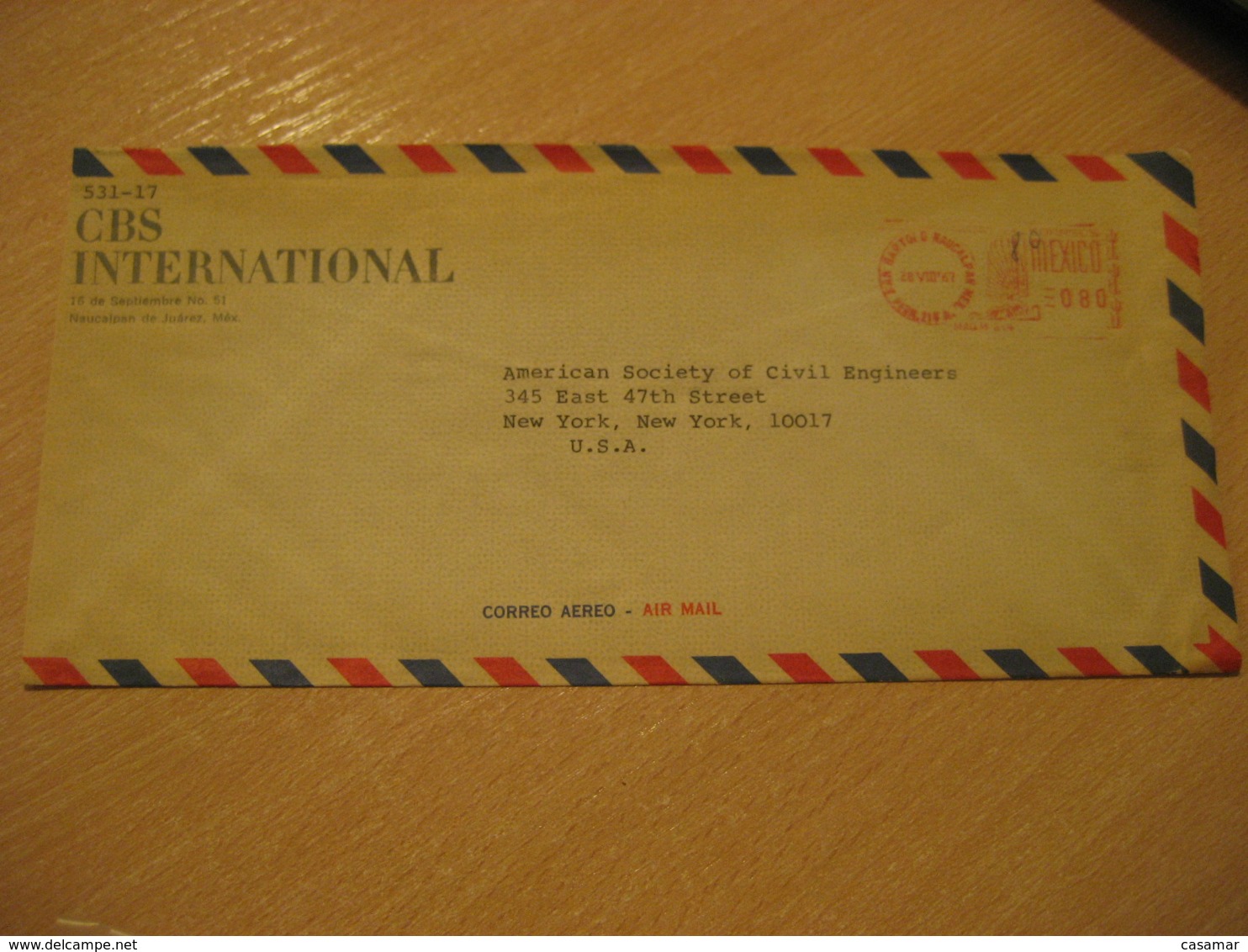 SAN BARTOLO NAUCALPAN DE JUAREZ 1967 To New York USA Cancel Meter Air Mail Cover MEXICO Mejico - Mexico