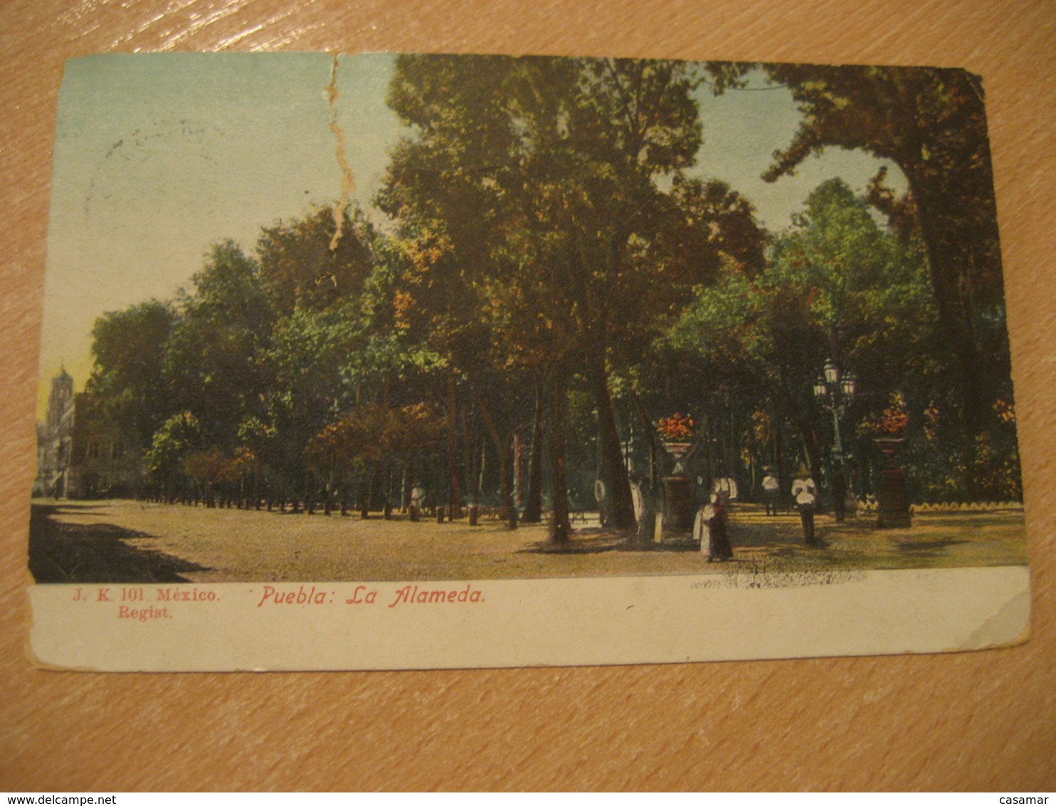 VERACRUZ 1908 To England Stamp Cancel On Puebla La Alameda Post Card MEXICO Mejico - Mexico