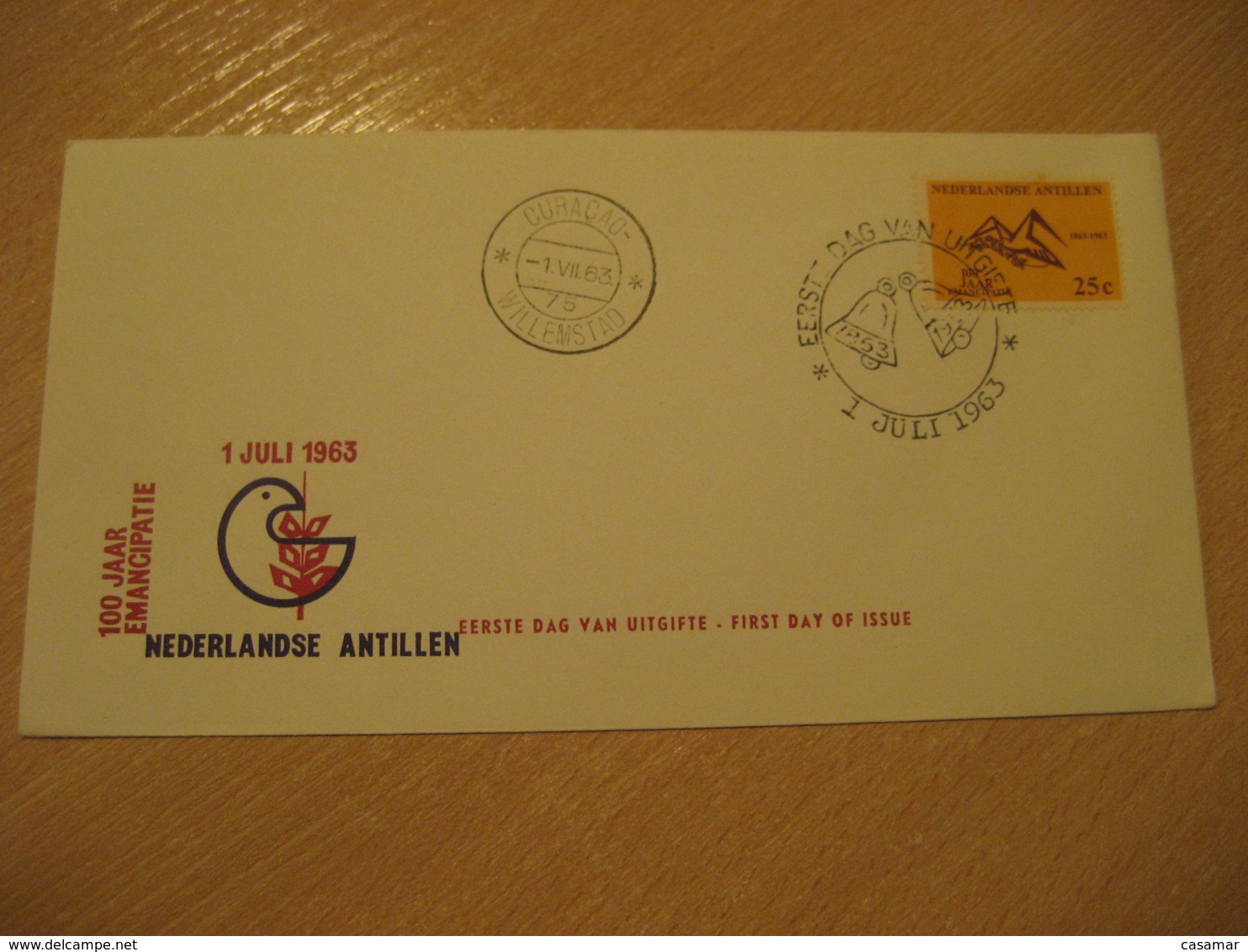 Netherlands Antilles Curaçao Willemstad 1963 Centenary FDC Cancel Cover West Indies - Antilles