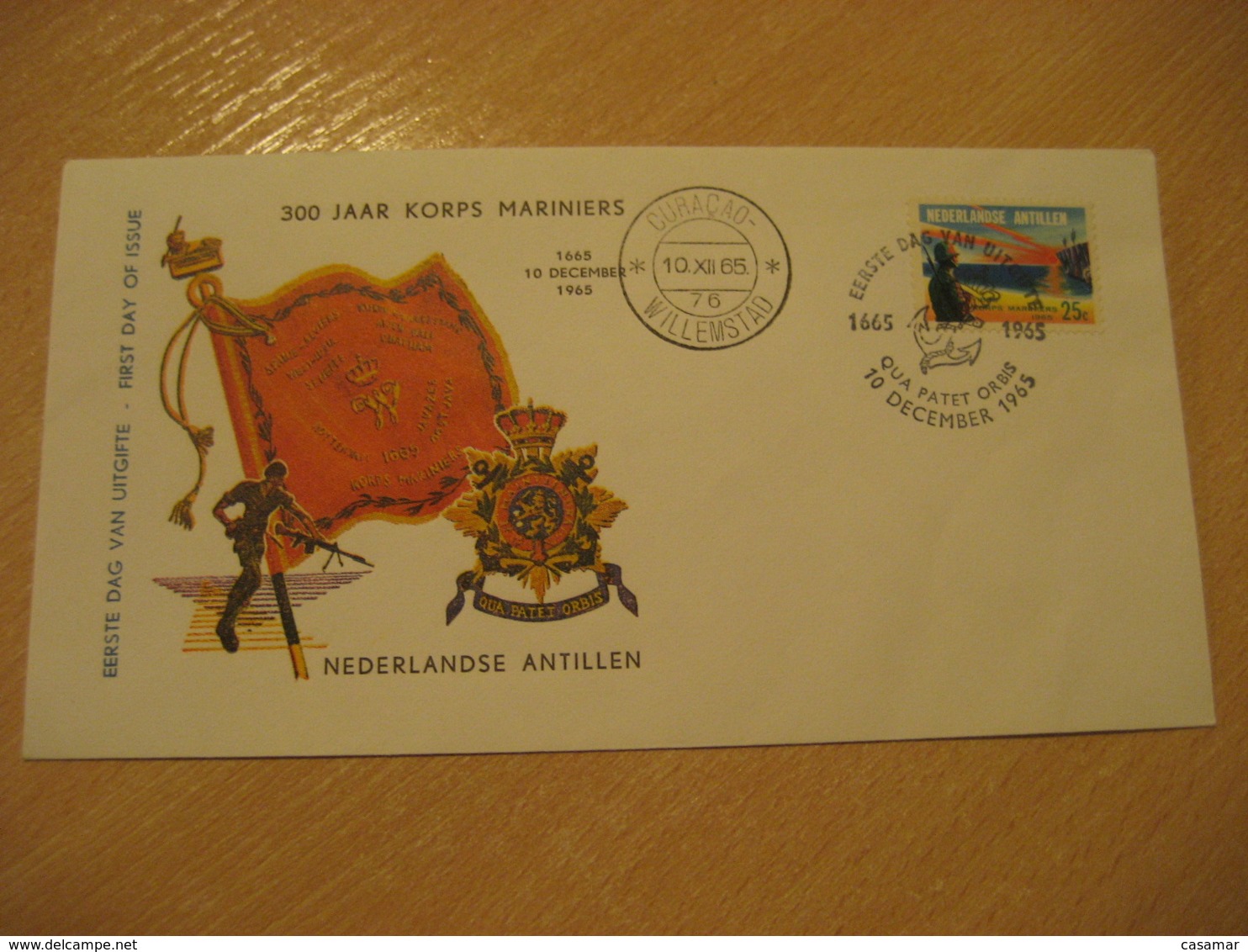 Netherlands Antilles Curaçao Willemstad 1965 300 Years Of Marine Corps FDC Cancel Cover West Indies - Antilles