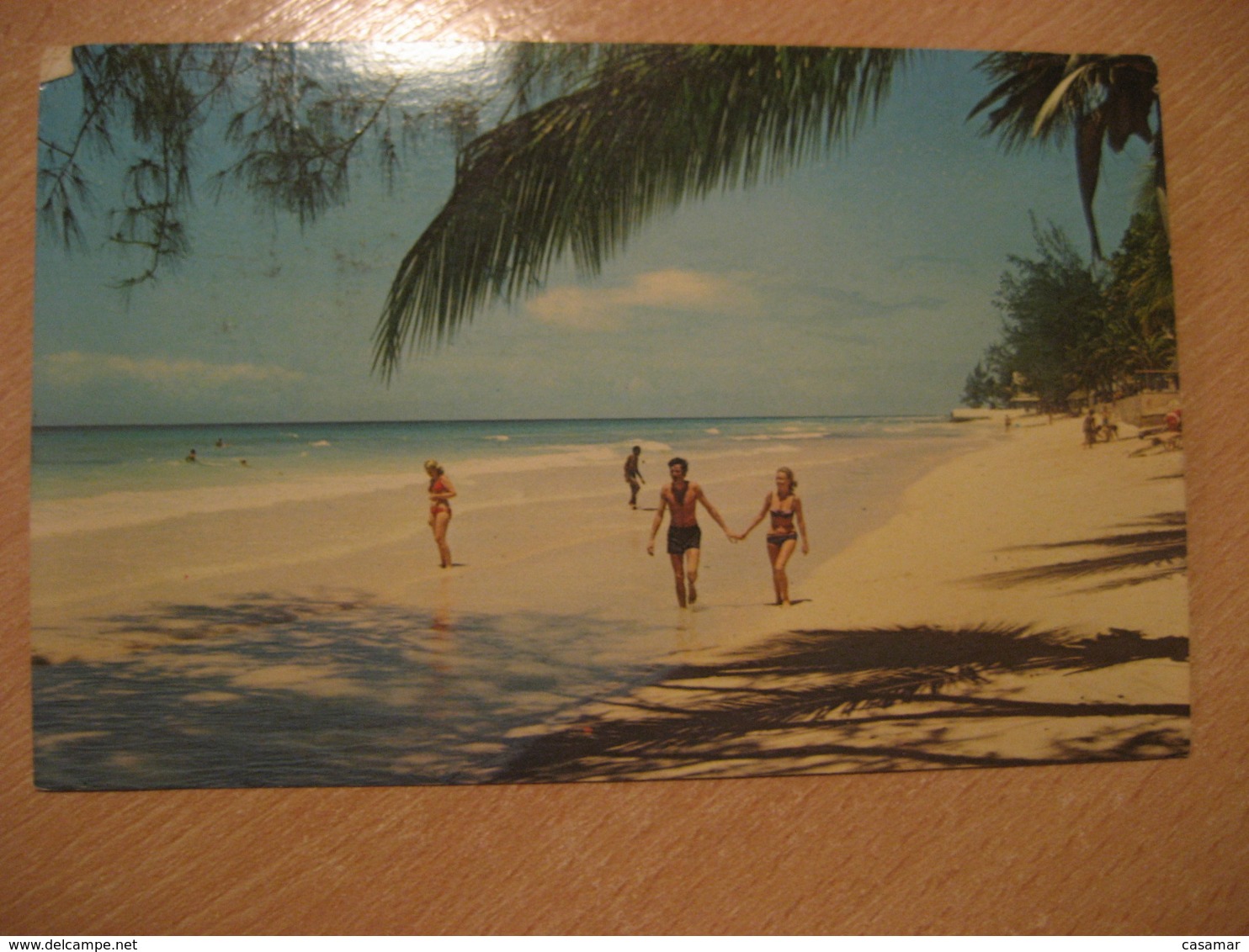 BARBADOS 1973 To Skarholmen Sweden 2 Plane Flight Stamp ST. LAWRENCE BEACH Cancel Post Card British Area West Indies - Barbades (1966-...)