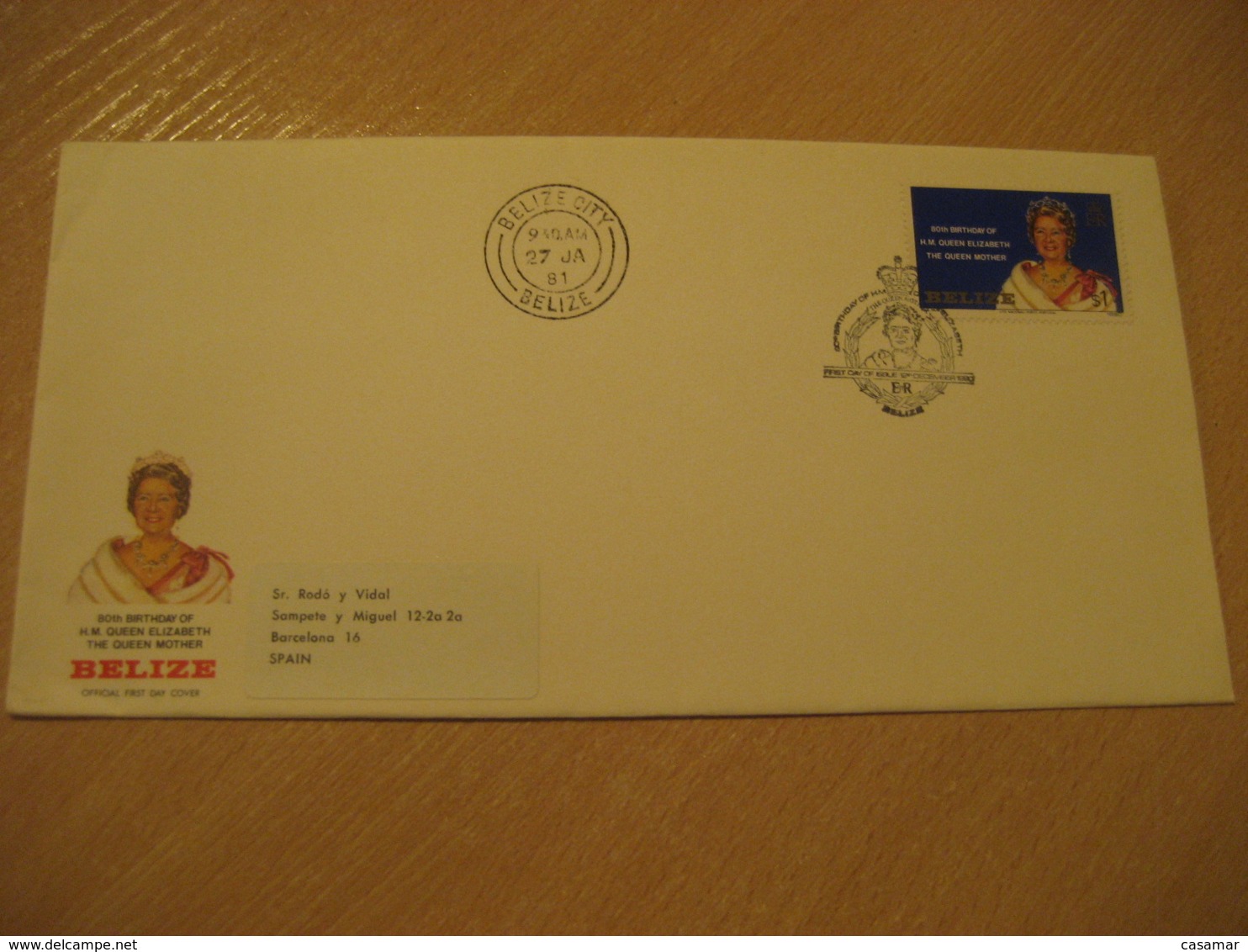 BELIZE CITY 1981 80th Birthday QEII Royalty FDC Cancel Cover British Honduras British Area - Belize (1973-...)