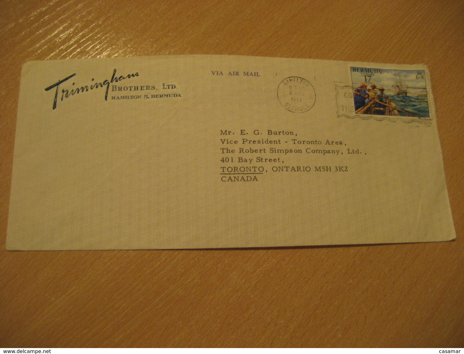 HAMILTON 1977 To Toronto Canada Fishing Stamp Cancel Air Mail Cover BERMUDA British Area - Bermudes