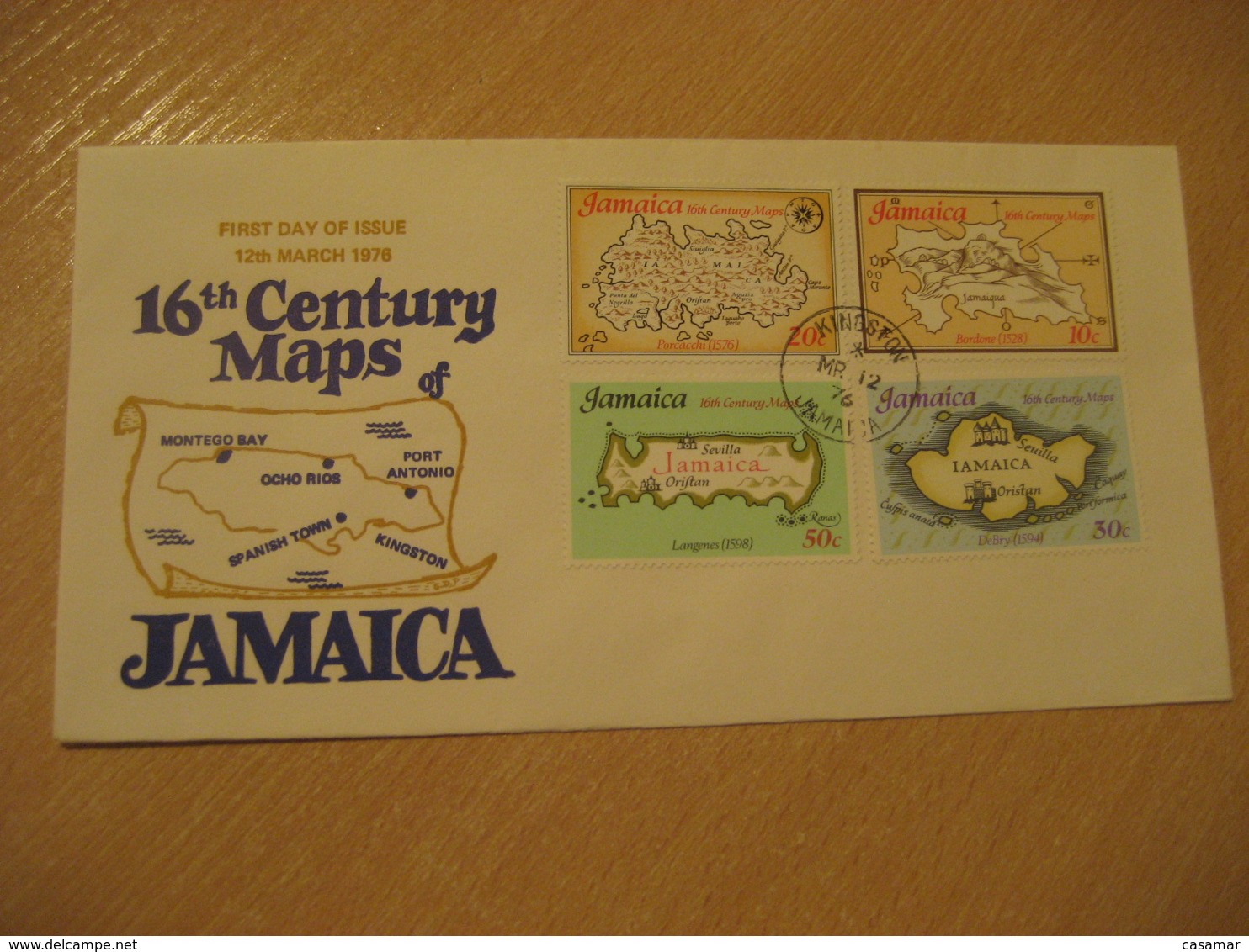 KINGSTON 1976 Map Maps Mapping Geography FDC Cancel Cover JAMAICA British Area West Indies - Jamaique (1962-...)