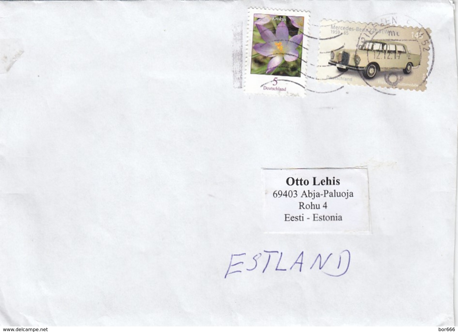 GOOD GERMANY Postal Cover To ESTONIA 2017 - Good Stamped: Flower ; Car - Covers & Documents