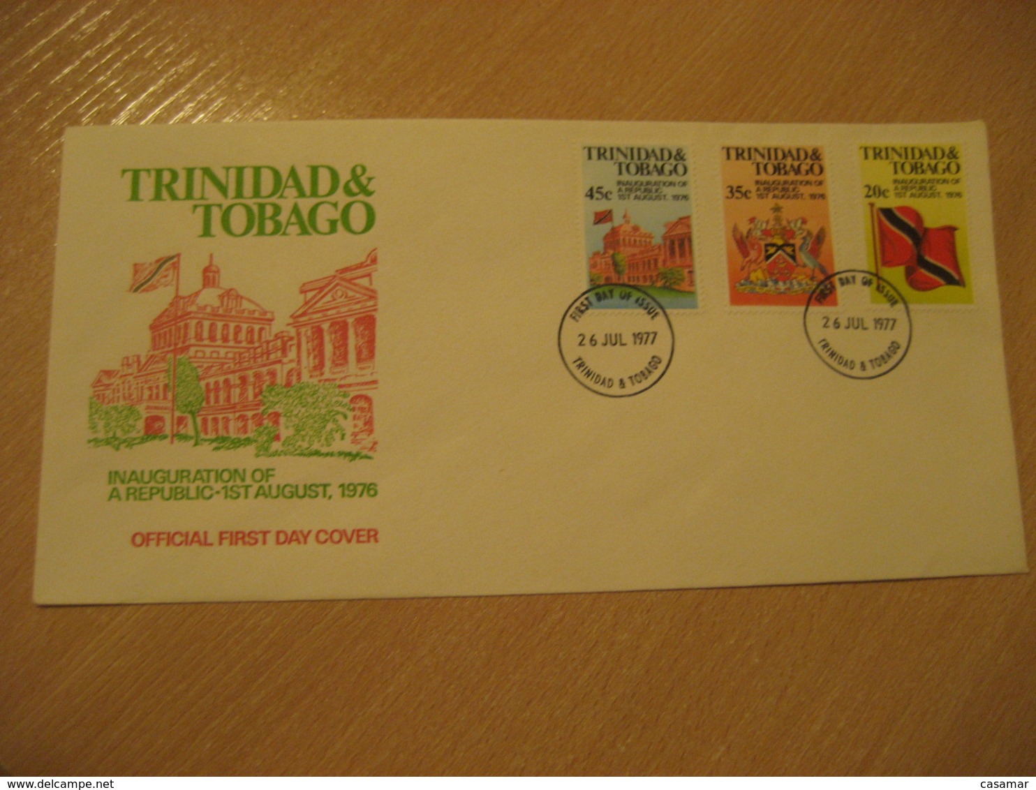 1977 Inauguration Of A Republic FDC Cancel Cover TRINIDAD & TOBAGO West Indies British Area - Trinité & Tobago (1962-...)