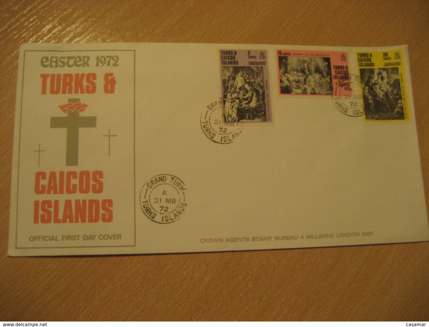 GRAND TURK 1972 Rembrandt Easter Passion Week FDC Cancel Cover TURKS AND CAICOS Islands West Indies British Area Lucayan - Turks & Caicos (I. Turques Et Caïques)