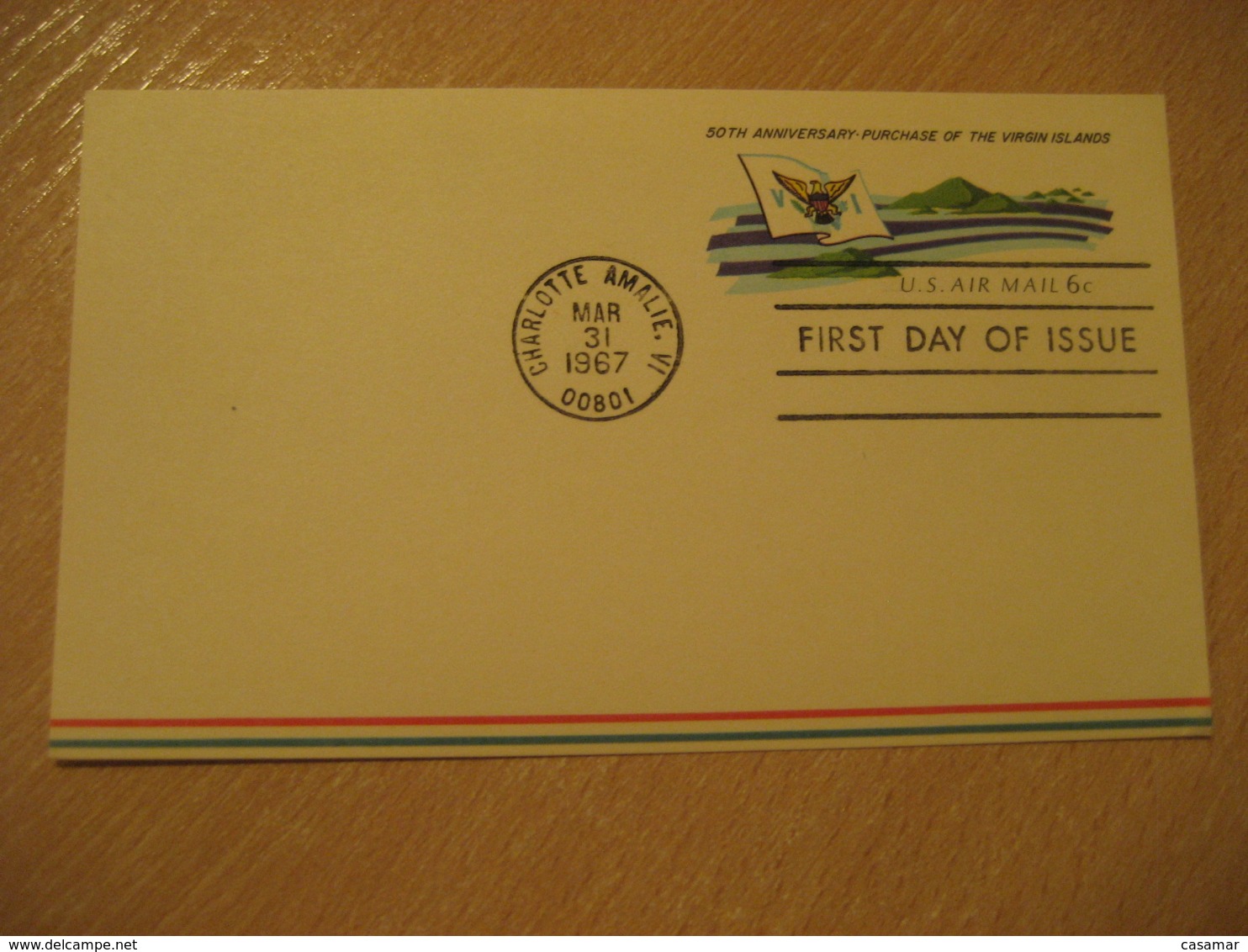 CHARLOTTE AMALIE 1967 Purchase VIRGIN ISLANDS USA FDC Air Postal Stationery Card West Indies British Area Puerto Rico - West Indies