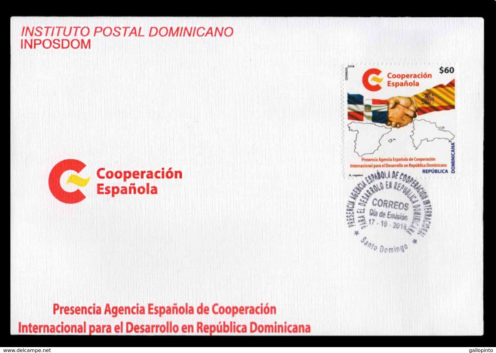 DOMINICAN REPUBLIC PRESENCE SPANISH AGENCY OF INTERNATIONAL COOPERATION FDC 2018 - Dominican Republic