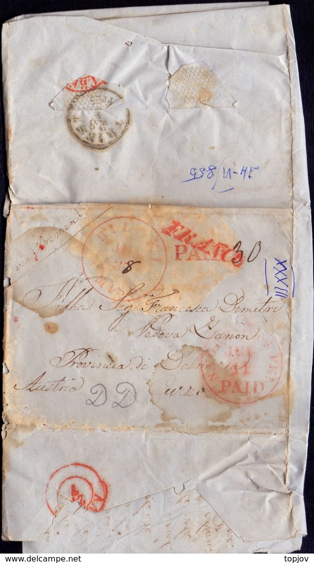 USA - BILOXI  MISS. - FRANCO  PAID  Via N.YORK PAID  Via AACRRN  Via  BREMEN Via TRIEST  To CURZOLA - 24. 6. 1855 - …-1845 Prephilately