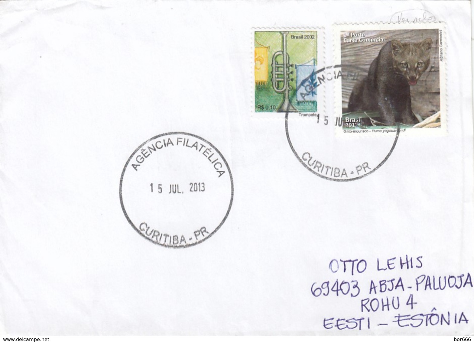 GOOD BRAZIL Postal Cover To ESTONIA 2013 - Good Stamped: Scouting ; Animals / Puma - Covers & Documents