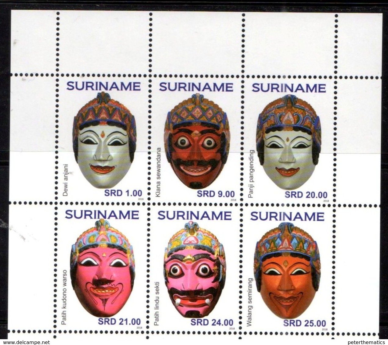 SURINAME, 2018, MNH, MASKS, CULTURES, 6v - Other & Unclassified