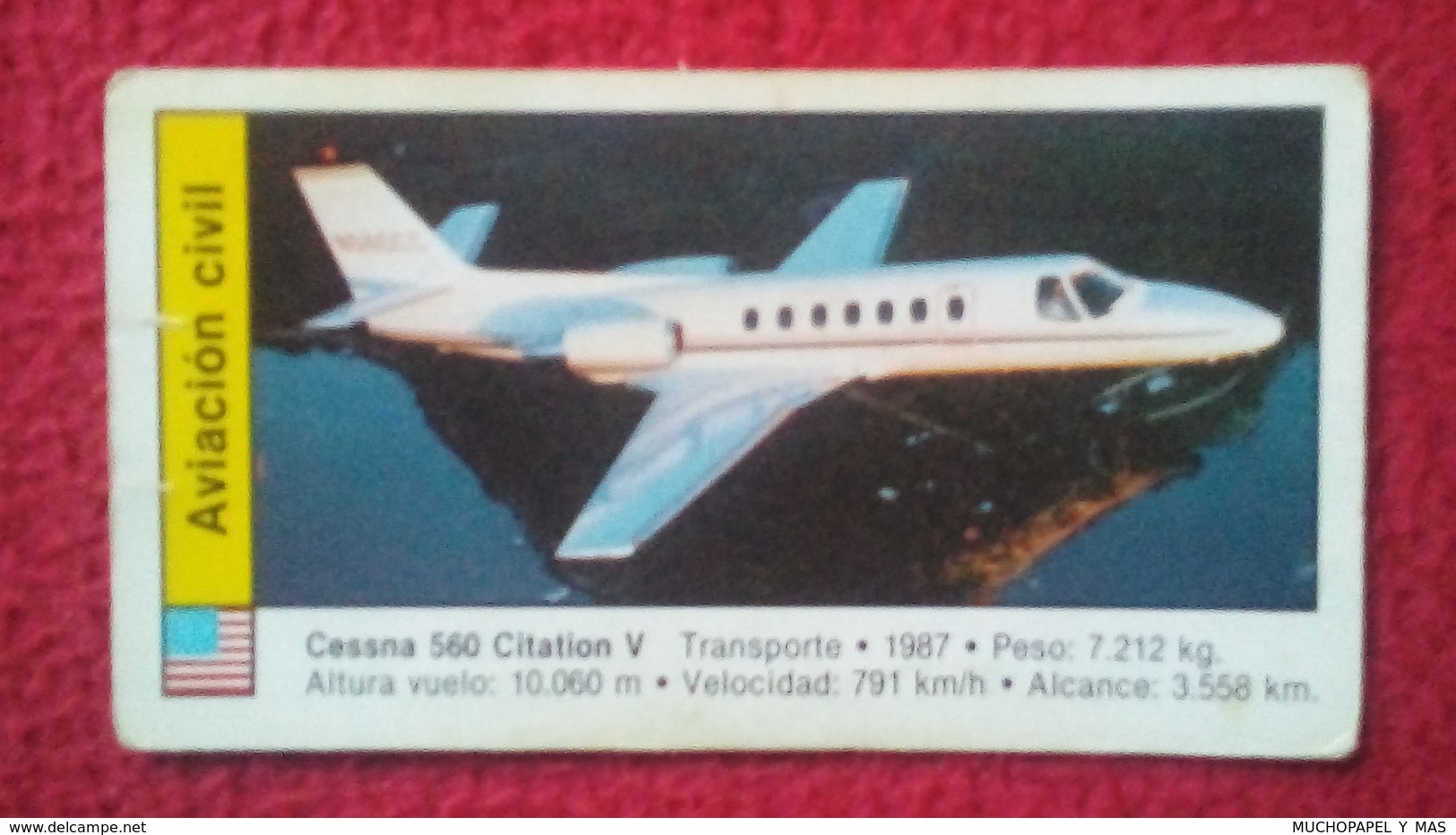 ANTIGUO CROMO OLD COLLECTIBLE CARD AVIÓN PLANE AIR PLANE AIRPLANE AVIONES AVIATION AVIACIÓN CIVIL CESSNA 560 CITATION V - Otros & Sin Clasificación