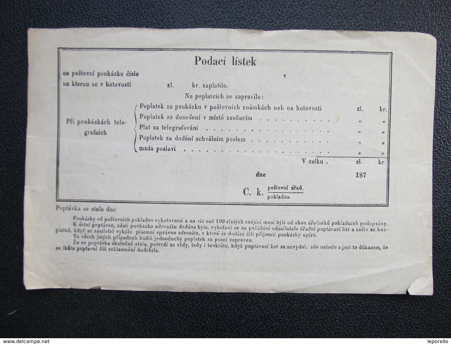 Aufgabs Recepisse Markt Raigern Rajhrad 1878 ///  D*36243 - Briefe U. Dokumente