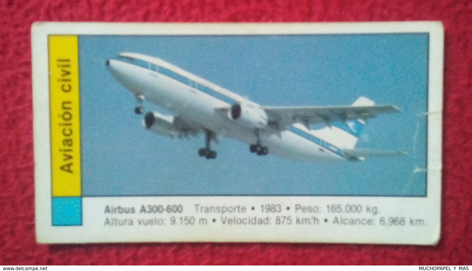 ANTIGUO CROMO OLD COLLECTIBLE CARD AVIÓN PLANE AIR PLANE AIRPLANE AVIONES AVIATION AVIACIÓN CIVIL AIRBUS AIR BUS A300-60 - Otros & Sin Clasificación