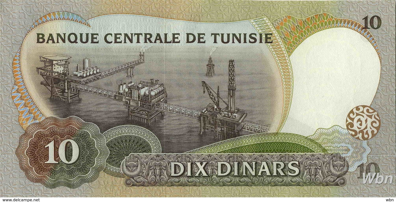 Tunisie 10 Dinars (P84) 1986 (Préf: D/47) -UNC- - Tunisie