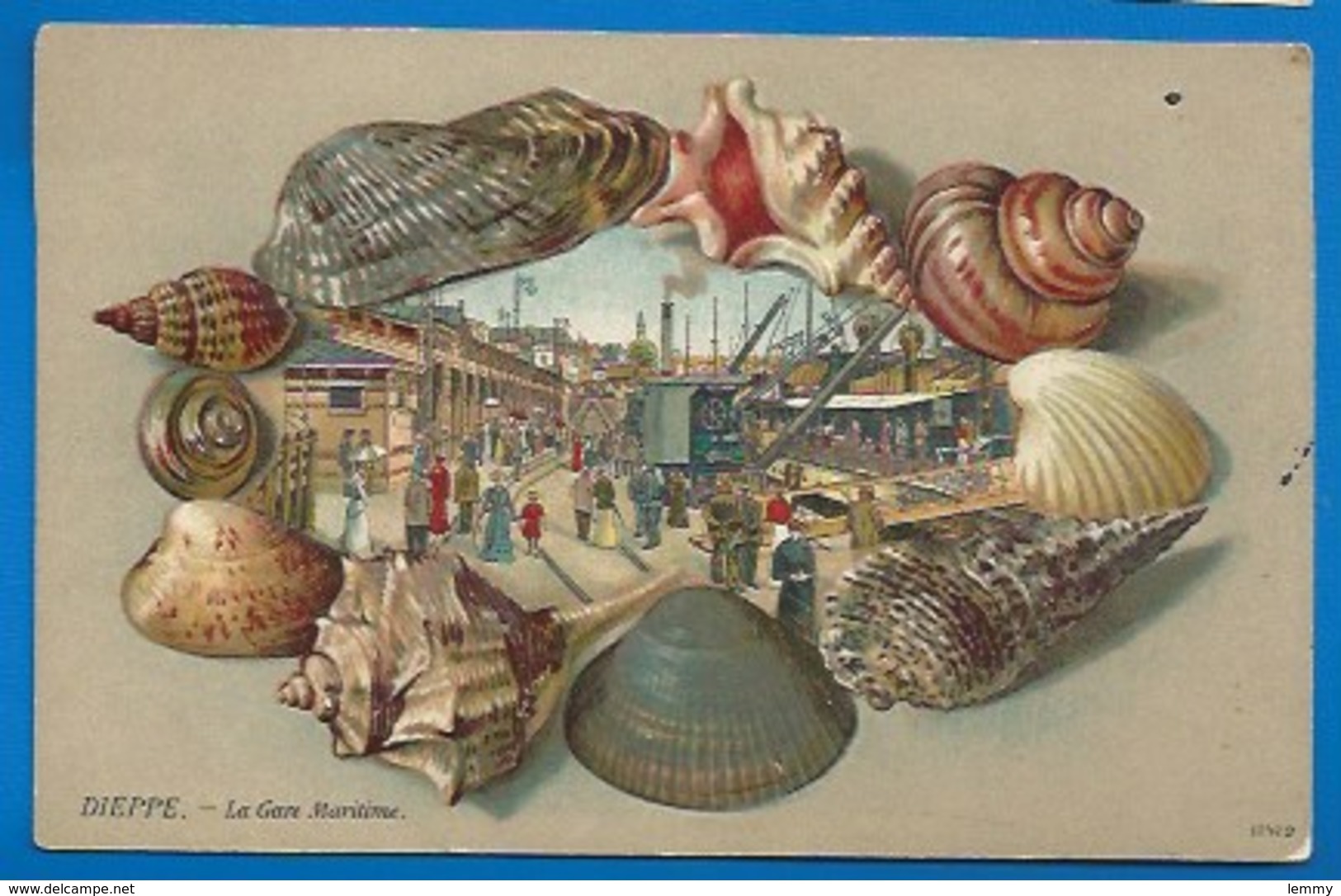 76 - DIEPPE - LA GARE MARITIME - ILLUSTRATEUR - FANTAISIE - CARTE GAUFRÉE - CHOIX DE COQUILLAGES - 1910 - Dieppe