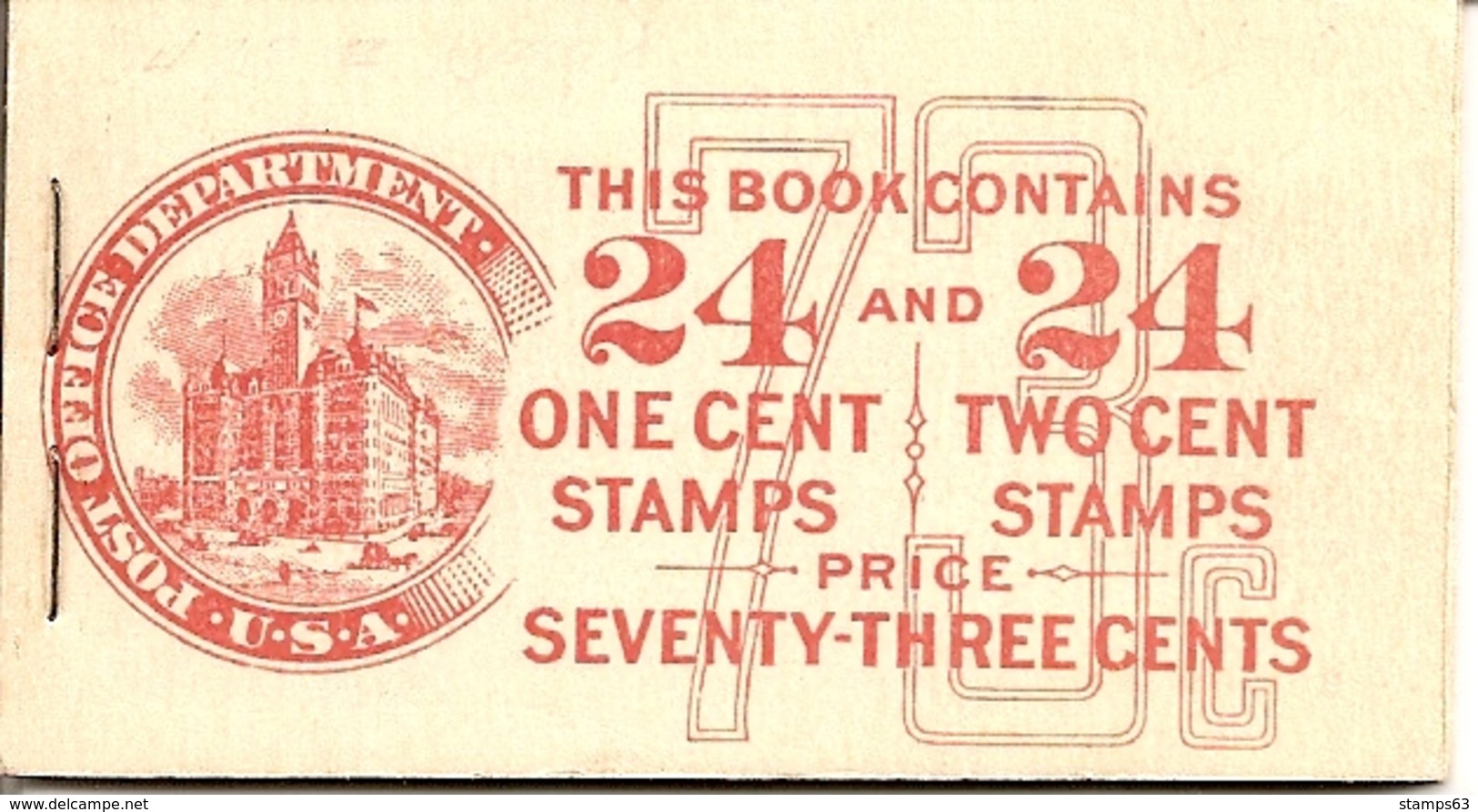UNITED STATES (USA), 1917, Booklet 56, 73c, Michel 0-33C - ...-1940