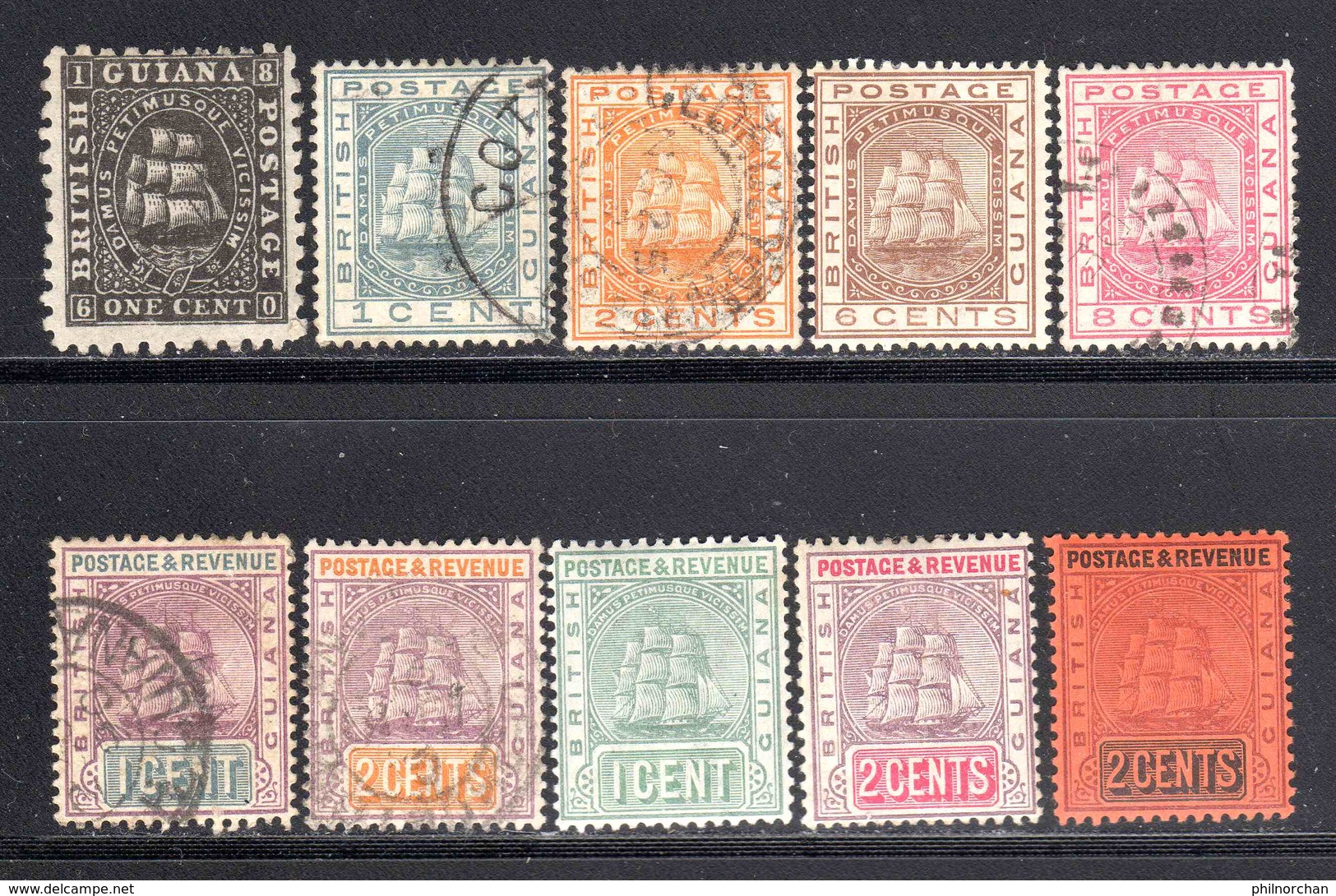 Guiana 1860/1938 50 Timbres Différents B/TB  25 € (cote 161,75 €) - Guyana Britannica (...-1966)