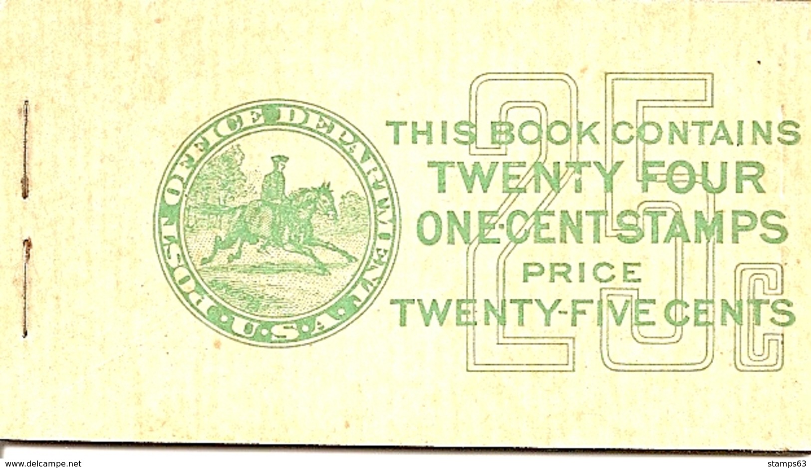 UNITED STATES (USA), 1927, Booklet 75, 25c, Michel 0-40F - 1. ...-1940