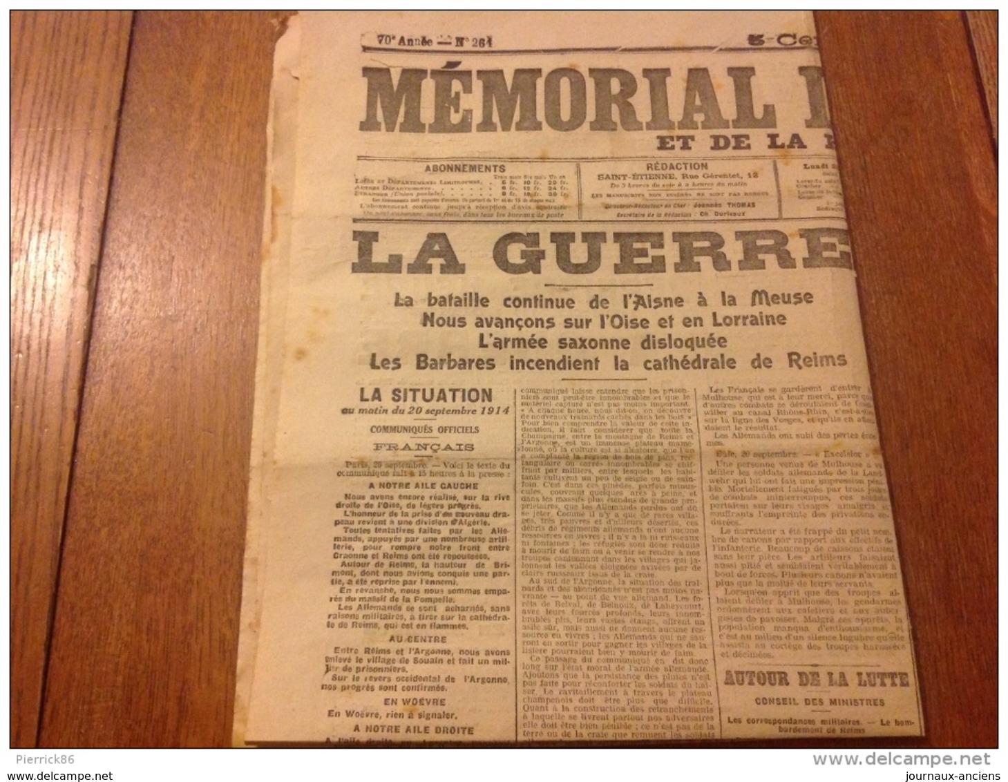 WW1 JOURNAUX DE GUERRE du 21 Septembre 1914 LES BARBARES INCENDIENT LA CATHÉDRALE DE REIMS - MAUBEUGE