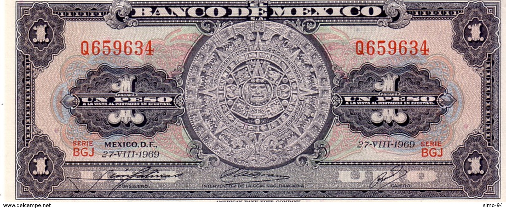 Mexico P.59 1 Peso 1969 Unc - Messico