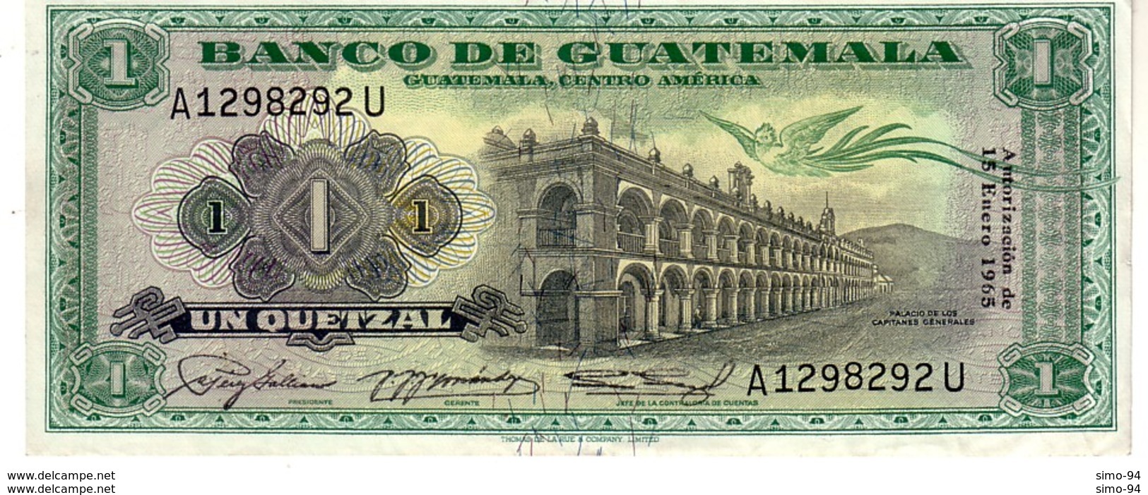 Guatemala P.52 1 Queztal 1965 Xf - Guatemala