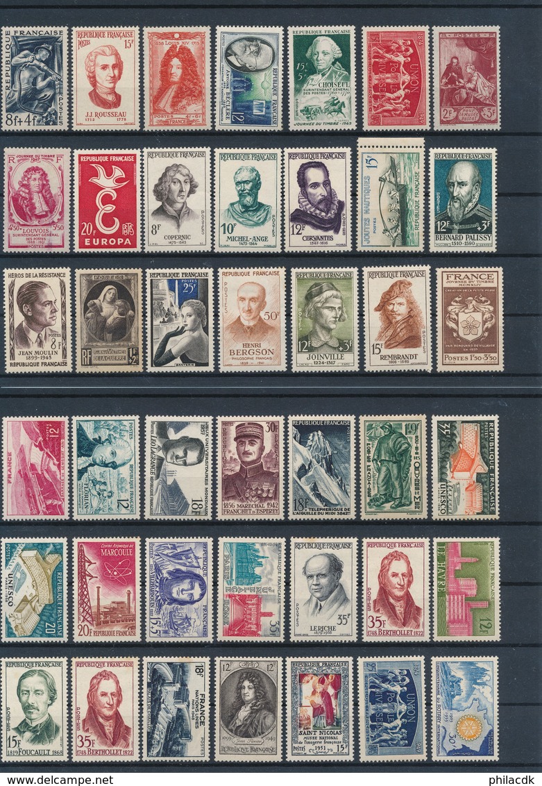 FRANCE - COLLECTION DE 379 TIMBRES NEUFS* AVEC CHARNIERE - VOIR SCANNS RECTO VERSO - Collections