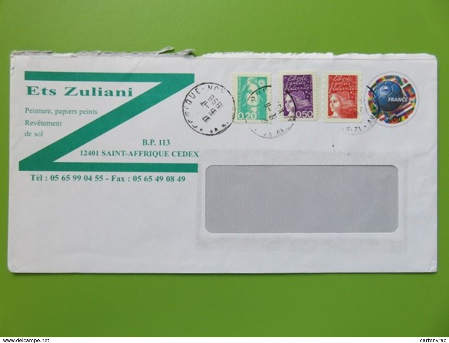 PAP - Entier Postal - Ballon De Briat France 98 - Ets Zuliani - St Affrique - Cachet à Date 06.11.1998 - Footix - PAP : Altri (1995-...)