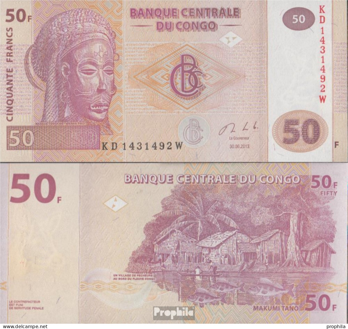 Kongo (Kinshasa) Pick-Nr: 97A Bankfrisch 2013 50 Francs - República Democrática Del Congo & Zaire