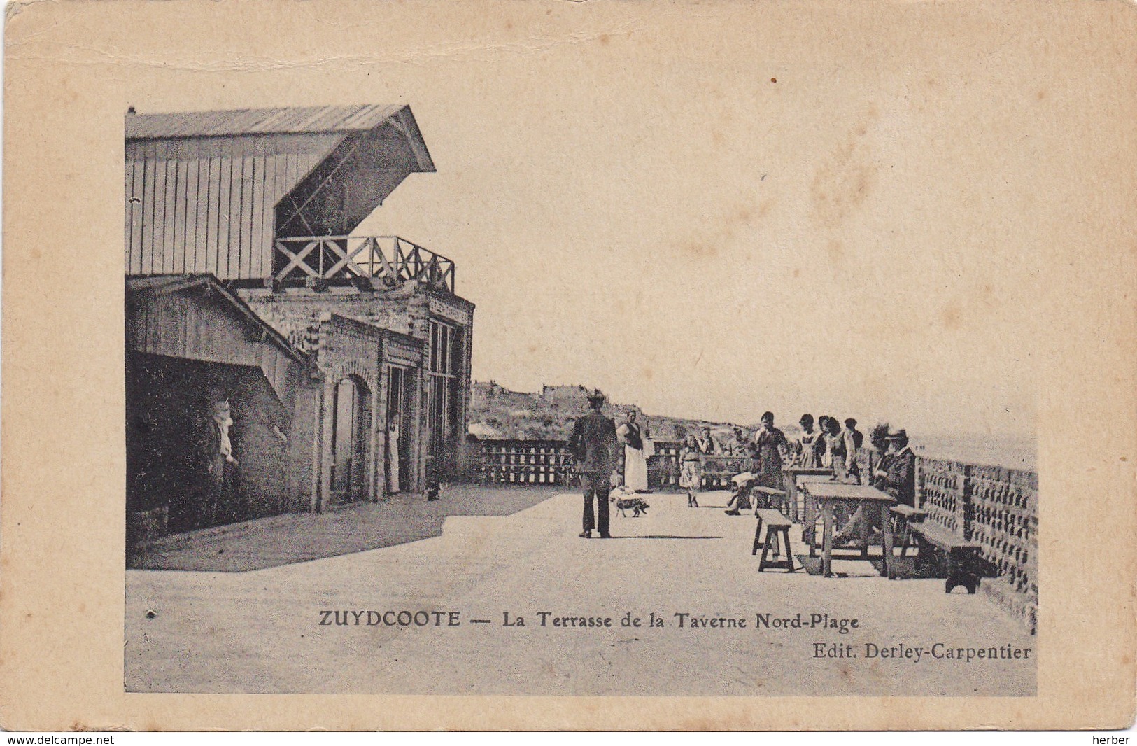 ZUYDCOOTE - 1910-1920 - La Terrasse De La Taverne Nord-Plage - Edit. Derley-Carpentier - Autres & Non Classés