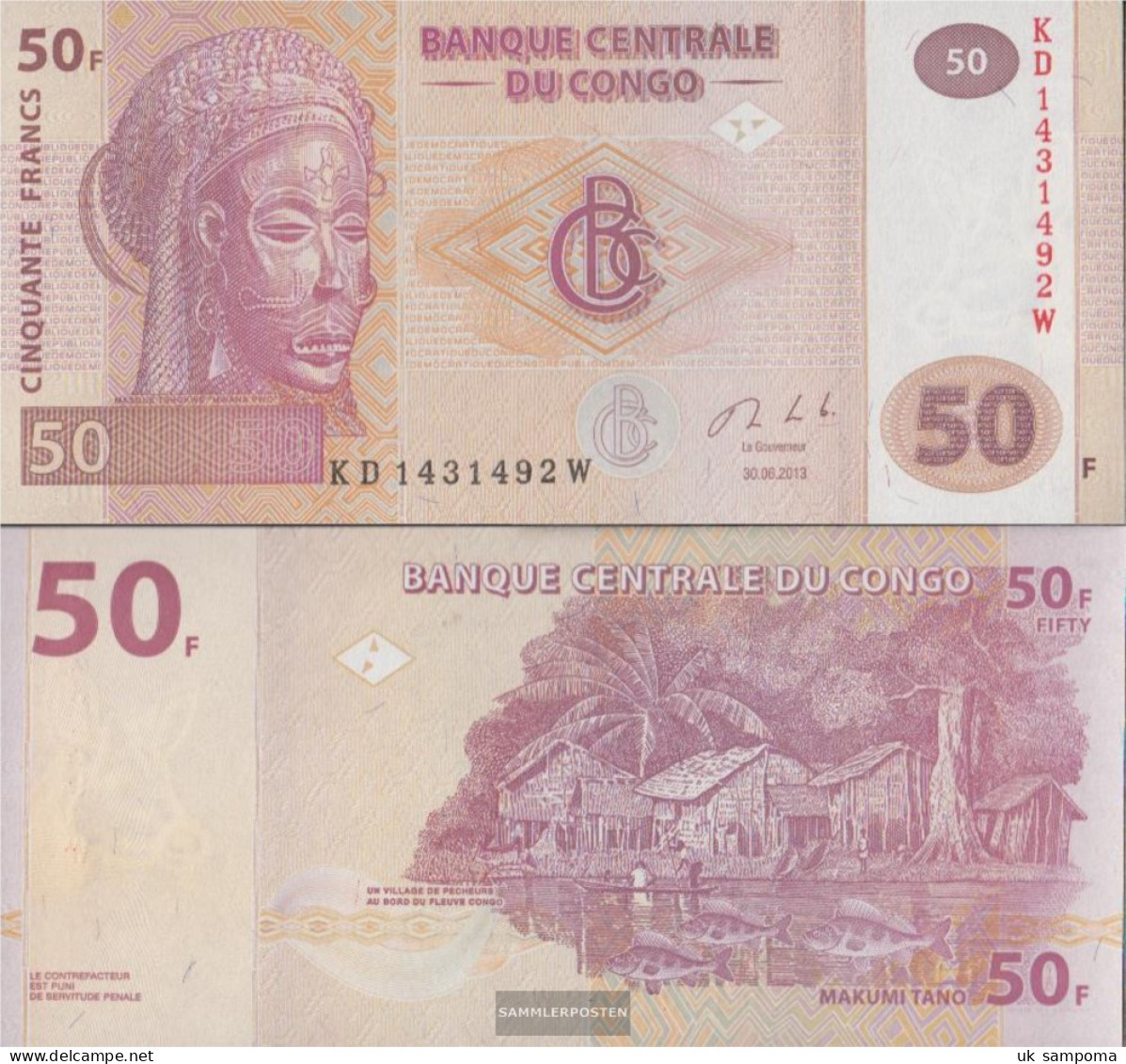 Kongo (Kinshasa) Pick-number: 97A Uncirculated 2013 50 Francs - République Démocratique Du Congo & Zaïre